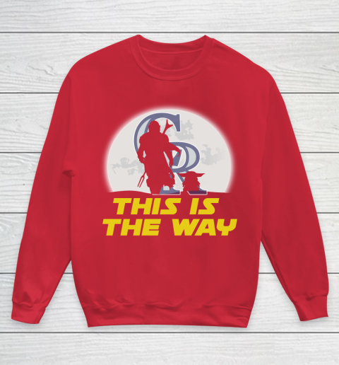 Colorado Rockies MLB Baseball Star Wars Yoda And Mandalorian This Is The Way Youth Sweatshirt 7