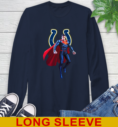 NFL Superman DC Sports Football Indianapolis Colts Long Sleeve T-Shirt 4