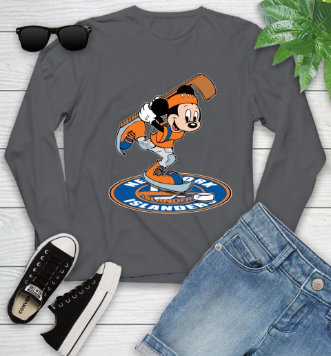 NHL Hockey New York Islanders Cheerful Mickey Disney Shirt Youth Long Sleeve 8