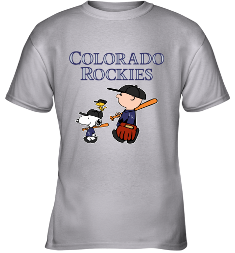 Colorado Rockies Let's Play Baseball Together Snoopy MLB Youth T-Shirt