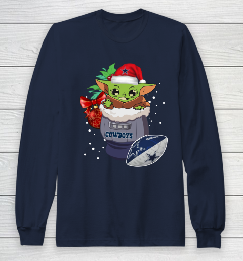 Dallas Cowboys Christmas Baby Yoda Star Wars Funny Happy NFL Long Sleeve T-Shirt 4
