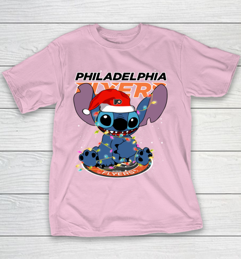 Philadelphia Flyers NHL Hockey noel stitch Christmas Youth T-Shirt 5