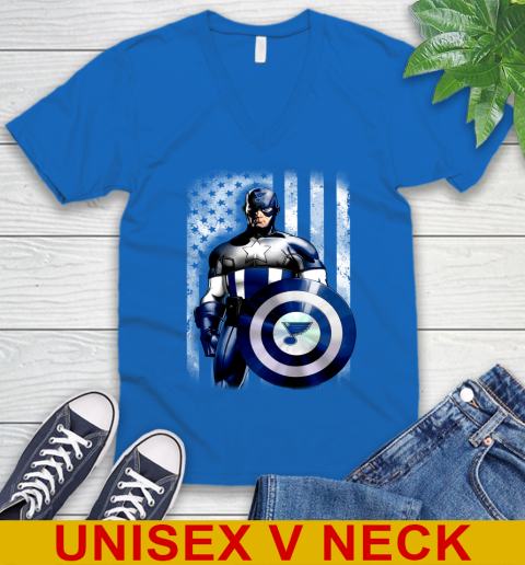 St.Louis Blues NHL Hockey Captain America Marvel Avengers American Flag Shirt V-Neck T-Shirt 5