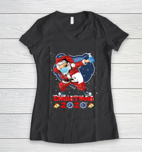 Memphis Grizzlies Funny Santa Claus Dabbing Christmas 2020 NBA Women's V-Neck T-Shirt 6