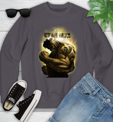 Utah Jazz NBA Basketball Hulk Marvel Avengers Sports Youth Sweatshirt 5