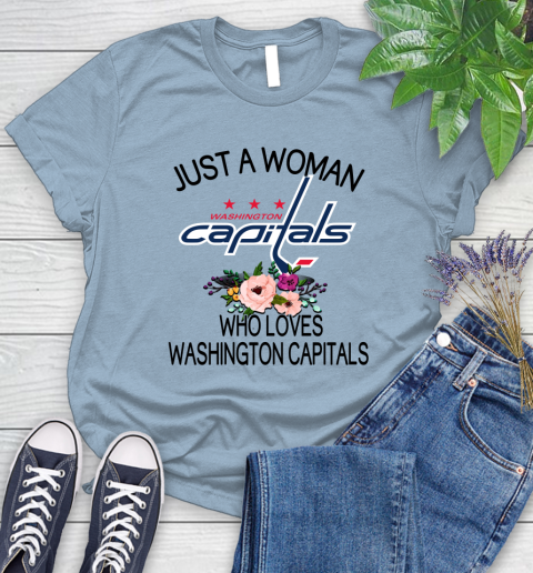 NHL Just A Woman Who Loves Washington Capitals Hockey Sports Women's T-Shirt 6