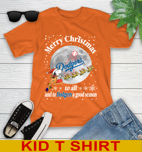 Los Angeles Dodgers Merry Christmas To All And To Dodgers A Good Season MLB Baseball Sports Youth T-Shirt 8