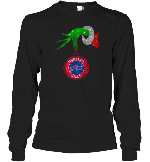 Grinch Hand Holding Buffalo Bills Christmas Long Sleeve T-Shirt