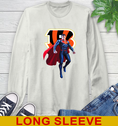 NFL Superman DC Sports Football Cincinnati Bengals Long Sleeve T-Shirt 12
