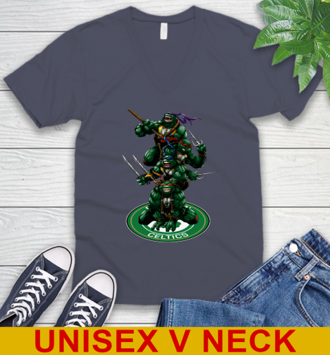 NBA Basketball Boston Celtics Teenage Mutant Ninja Turtles Shirt V-Neck T-Shirt 8