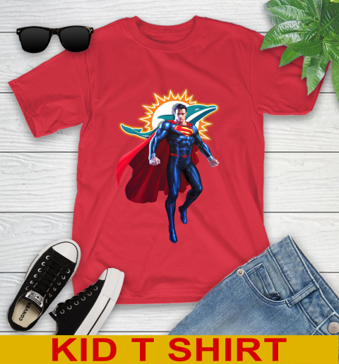 NFL Superman DC Sports Football Miami Dolphins Youth T-Shirt 10