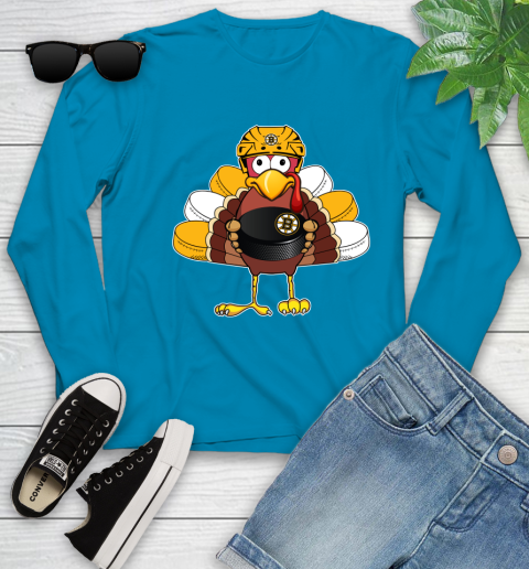 Boston Bruins Turkey Thanksgiving Day Youth Long Sleeve 7