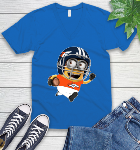 NFL Denver Broncos Minions Disney Football Sports V-Neck T-Shirt 6