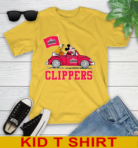 NBA Basketball LA Clippers Pluto Mickey Driving Disney Shirt Youth T-Shirt 8