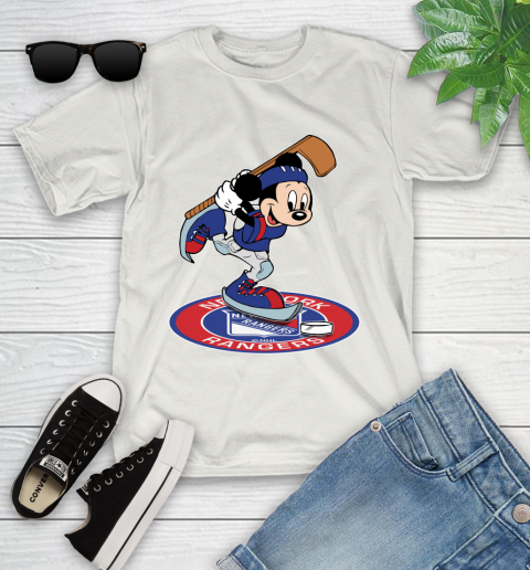 NHL Hockey New York Rangers Cheerful Mickey Disney Shirt Youth T-Shirt - Image 13