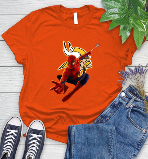 NFL Spider Man Avengers Endgame Football Minnesota Vikings Women's T-Shirt 4