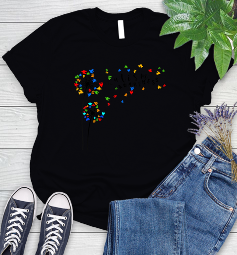 Nurse Shirt Difference Embrace Autism Awareness Ribbon Dandelion Puzzles T Shirt Women's T-Shirt