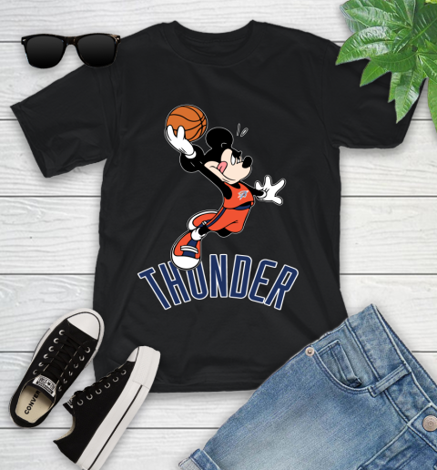 NBA Basketball Oklahoma City Thunder Cheerful Mickey Mouse Shirt Youth T-Shirt