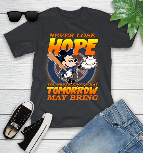Chicago Cubs MLB Baseball Mickey Disney Never Lose Hope Youth T-Shirt