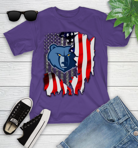 Memphis Grizzlies NBA Basketball American Flag Youth T-Shirt 3