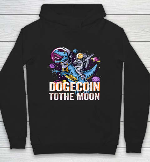 Dogecoin To The Moon T rex Cryptocurrency Hoodie