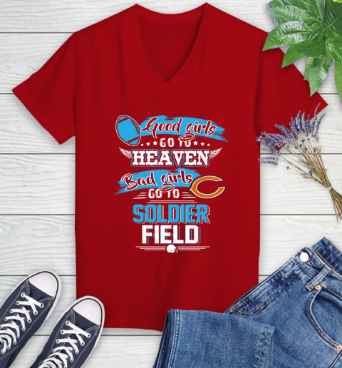 Chicago Bears NFL Bad Girls Go To Soldier Field Shirt Women's V-Neck T-Shirt 11