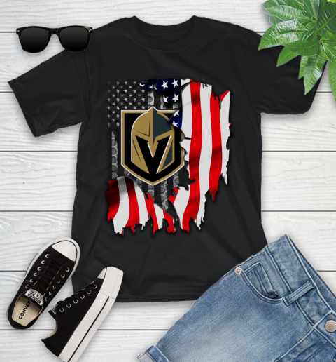 Vegas Golden Knights NHL Hockey American Flag Youth T-Shirt