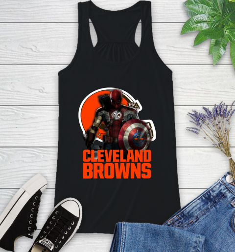 NFL Captain America Thor Spider Man Hawkeye Avengers Endgame Football Cleveland Browns Racerback Tank 2