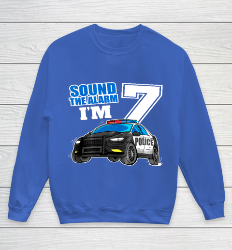 Kids Police Car 7th Birthday Shirt Boy 7 Cop Policeman Officer 7 Year Old Youth Sweatshirt 6