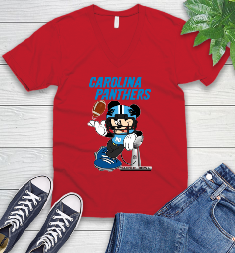 NFL Carolina Panthers Mickey Mouse Disney Super Bowl Football T Shirt V-Neck T-Shirt 7