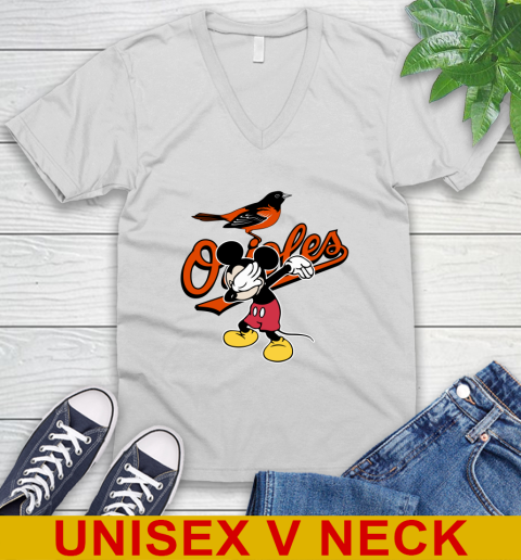 Baltimore Orioles MLB Baseball Dabbing Mickey Disney Sports V-Neck T-Shirt