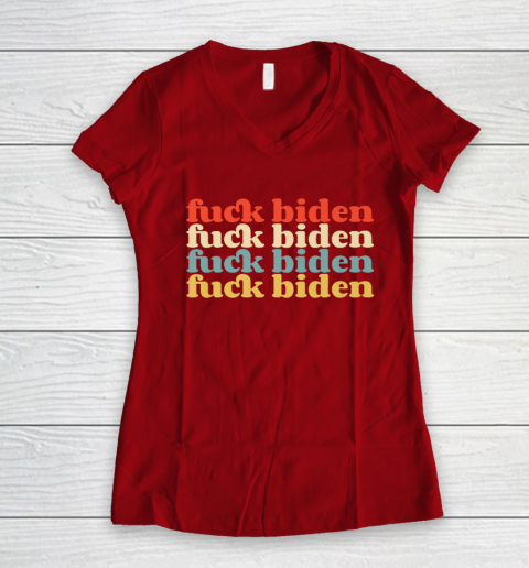 Vintage Fuck Biden Anti Biden Tee Top Womens Mens Premium Women's V-Neck T-Shirt 8
