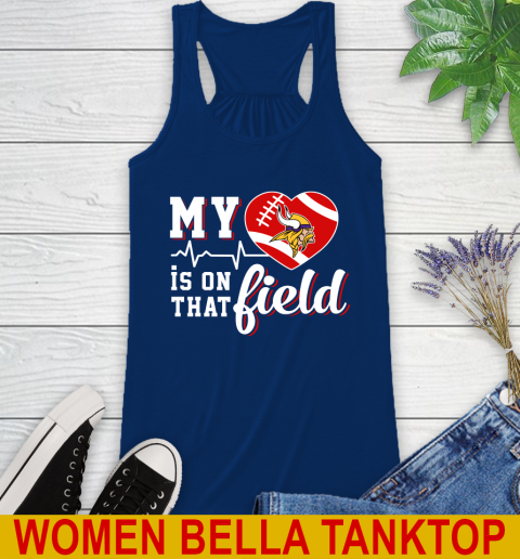 NFL My Heart Is On That Field Football Sports Minnesota Vikings Racerback Tank 7