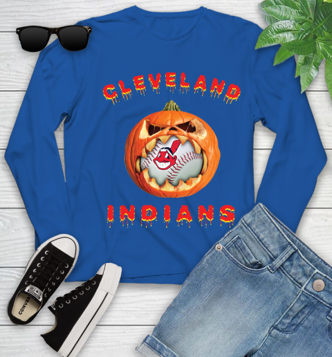 MLB Cleveland Indians Halloween Pumpkin Baseball Sports Youth Long Sleeve 9