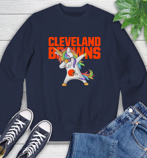 Cleveland Browns NFL Football Funny Unicorn Dabbing Sports Sweatshirt 3