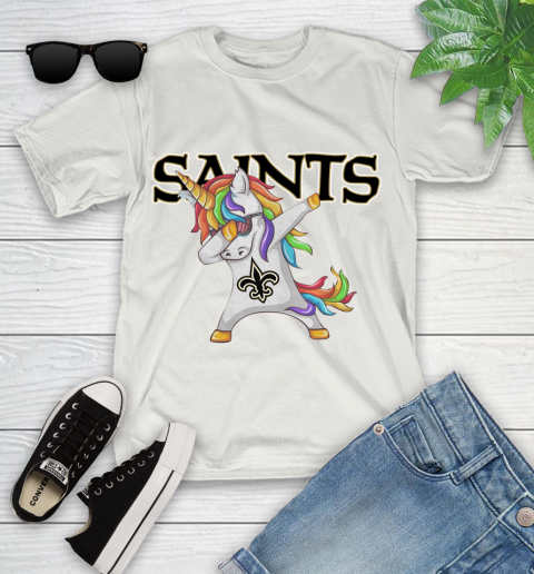 New Orleans Saints NFL Football Funny Unicorn Dabbing Sports Youth T Shirt Tee For Sports