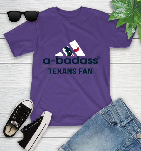 NFL A Badass Houston Texans Fan Adidas Football Sports Youth T-Shirt 3