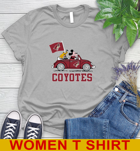 NHL Hockey Arizona Coyotes Pluto Mickey Driving Disney Shirt Women's T-Shirt 5