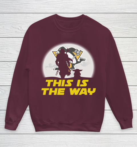 Pittsburgh Penguins NHL Ice Hockey Star Wars Yoda And Mandalorian This Is The Way Youth Sweatshirt 4