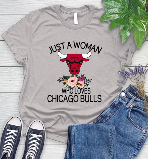 NBA Just A Woman Who Loves Chicago Bulls Basketball Sports Women's T-Shirt 10