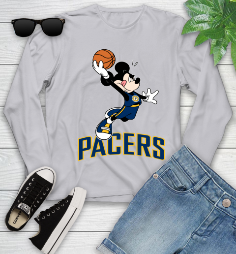 NBA Basketball Indiana Pacers Cheerful Mickey Mouse Shirt Youth Long Sleeve 5