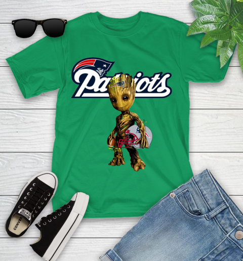New England Patriots NFL Football Groot Marvel Guardians Of The Galaxy Youth T-Shirt 6