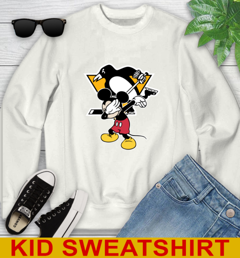 Pittsburgh Penguins NHL Hockey Dabbing Mickey Disney Sports Youth Sweatshirt