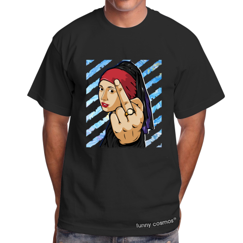 Air Jordan 5 Top 3 Matching Sneaker Tshirt The girl With The Pearl Earing Middle Finger Red and Black Jordan Tshirt