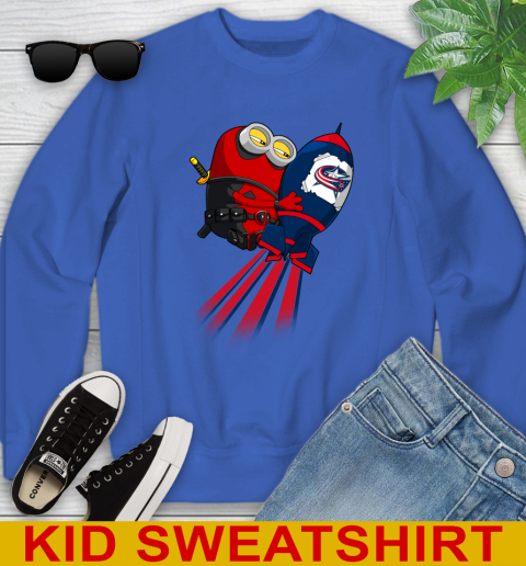 NHL Hockey Columbus Blue Jackets Deadpool Minion Marvel Shirt Youth Sweatshirt 6