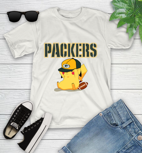 NFL Pikachu Football Sports Green Bay Packers Youth T-Shirt