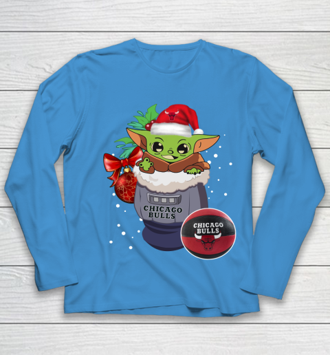 Chicago Bulls Christmas Baby Yoda Star Wars Funny Happy NBA Youth Long Sleeve 7