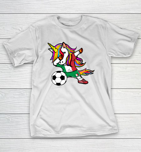 Funny Dabbing Unicorn Italy Football Italian Flag Soccer T-Shirt