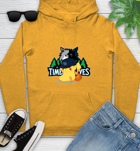 NBA Pikachu Basketball Sports Minnesota Timberwolves Youth Hoodie 3