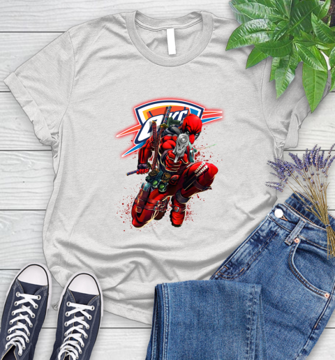 NBA Deadpool Marvel Comics Sports Basketball Oklahoma City Thunder Women's T-Shirt